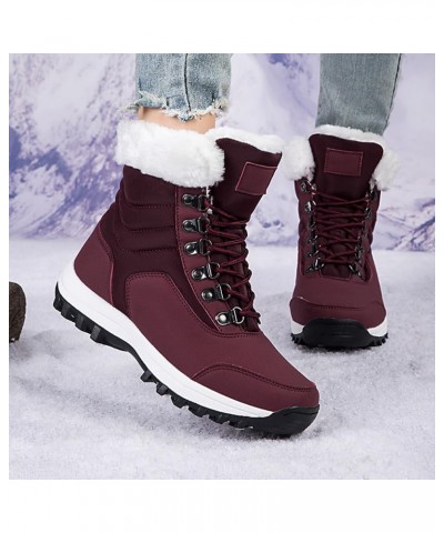 Womens Snow Boots Mid-Calf Winter Boots Ladies Waterproof Warm Fur Lined Non-Slip Warm Boots For Work Walking Hiking Outdoor ...