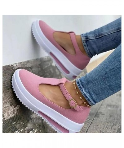 Women's Closed Toe Sandals Ladies Mid Wedge Heel Platform Sandals Buckle Up Ankle Strap Espadrille Sandals Summer Round Head ...