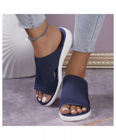 Trendy Sandals for Women 2024 Women's Sandals Fashionable Pattern Set Toe Breathable and Comfortable Wedge Sandals Sandals4-b...