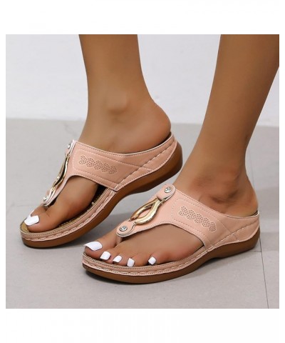 Sandals for Women Dressy Summer, Flat Sandals for Women Dressy Rhinestone Sandals Summer Beach Flip Flops Sandals X02-pink $1...