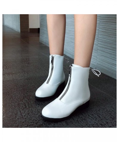 Womens Round Toe Chelsea Fashion Ankle Boots White 4 $30.19 Boots