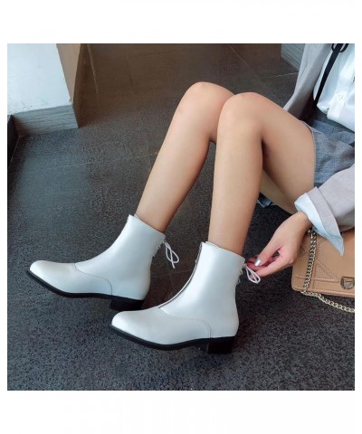 Womens Round Toe Chelsea Fashion Ankle Boots White 4 $30.19 Boots