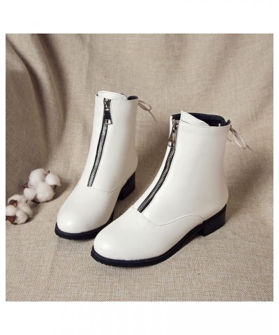 Womens Round Toe Chelsea Fashion Ankle Boots White 4 $30.19 Boots