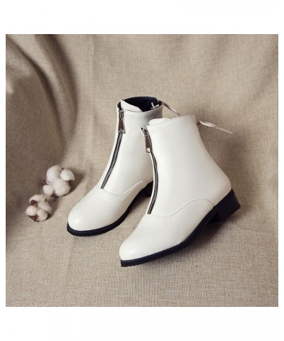 Womens Round Toe Chelsea Fashion Ankle Boots White 4 $30.19 Boots