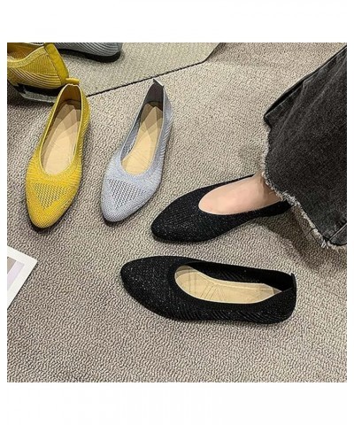 Women's Fashion Flying Knitting Shoes New Shallow Flat Shoes Small Square Head Knitting Shoes Womens Shoes Size 9 Casual Blac...