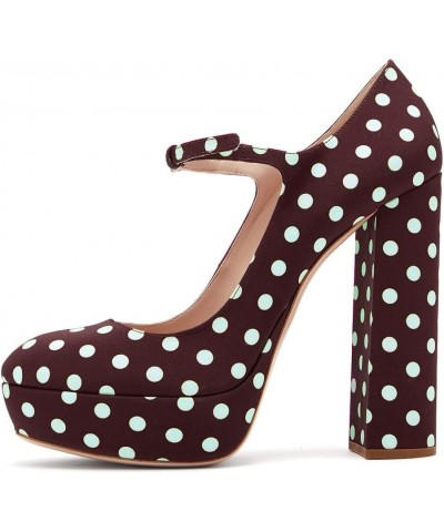 High Heels Ladies Chunky Heel Platform Round Toe Mary Jane Shoes Dress Shoes-Brown||41 44 Brown $44.50 Pumps