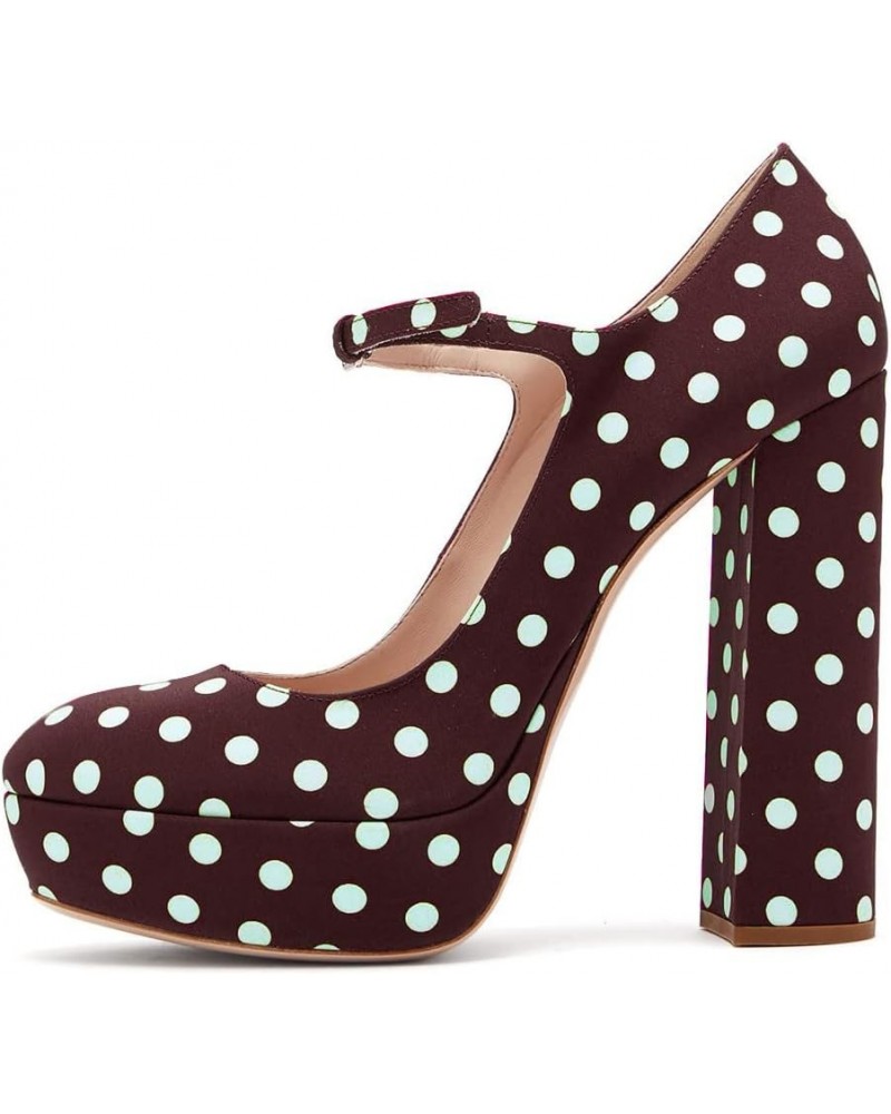 High Heels Ladies Chunky Heel Platform Round Toe Mary Jane Shoes Dress Shoes-Brown||41 44 Brown $44.50 Pumps