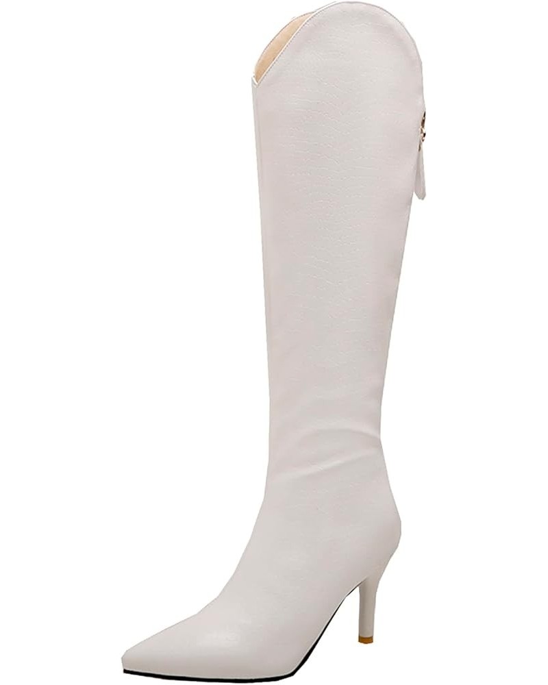 Ladies Stiletto Heels Knee High Patent Boots Party White $37.37 Boots