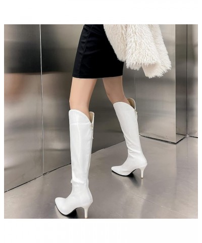 Ladies Stiletto Heels Knee High Patent Boots Party White $37.37 Boots