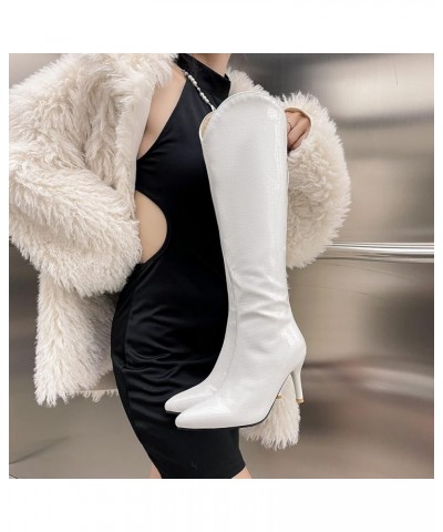 Ladies Stiletto Heels Knee High Patent Boots Party White $37.37 Boots