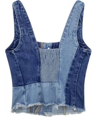 Tops Women Work Patchwork Short Slim Fit Strap Style Denim Vest Top Top Long Women F-blue - Women Backless Jean Waistcoat $14...