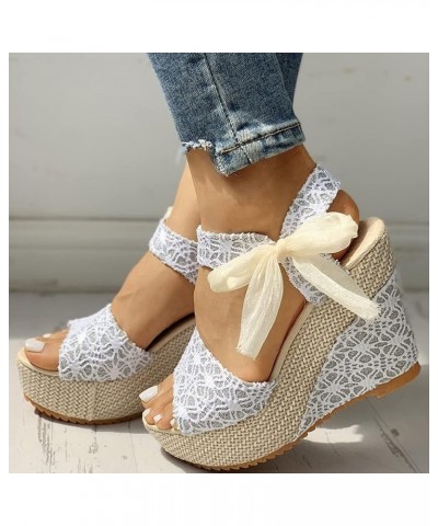 Lace Leisure Women Wedges Heeled Women Shoes for Summer Sandals Party Platform High Heels Shoes Woman (Color : Gold, Size : 3...