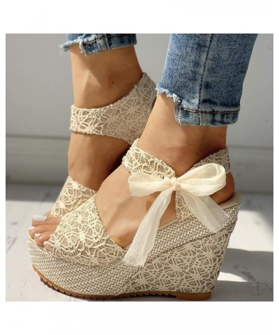 Lace Leisure Women Wedges Heeled Women Shoes for Summer Sandals Party Platform High Heels Shoes Woman (Color : Gold, Size : 3...