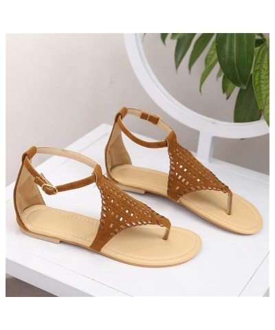 Sandals for Women Dressy Summer Flat Gladiator Sandals Comfort Walking T-Strap Flip Flop Casual Summer Beach Travel Shoes Cas...