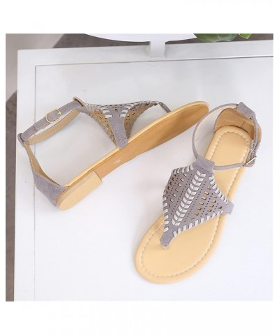 Sandals for Women Dressy Summer Flat Gladiator Sandals Comfort Walking T-Strap Flip Flop Casual Summer Beach Travel Shoes Cas...