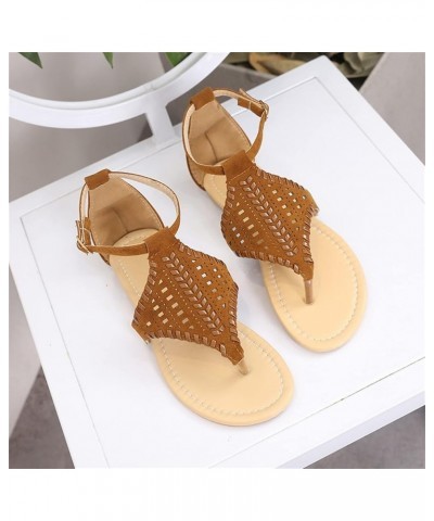 Sandals for Women Dressy Summer Flat Gladiator Sandals Comfort Walking T-Strap Flip Flop Casual Summer Beach Travel Shoes Cas...