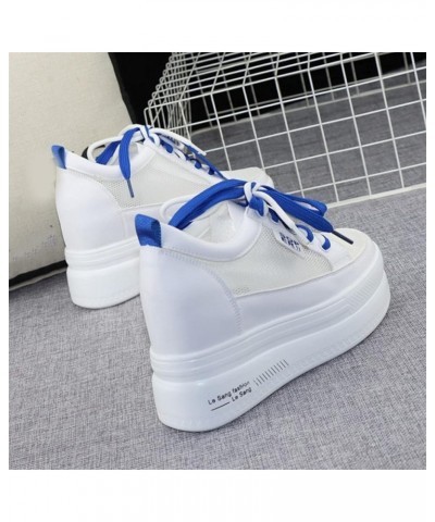 Women Fashion Platform Sneakers Mesh Vamp Hidden Heeled Thick Platform Wedge Walking Shoe Breathable Cosy Shoe White and Blac...