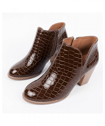 Womens Western Boot European And American Autumn And Winter Women's Shoes Leather Thick Heels Round Toe Fashion Short Coffee ...