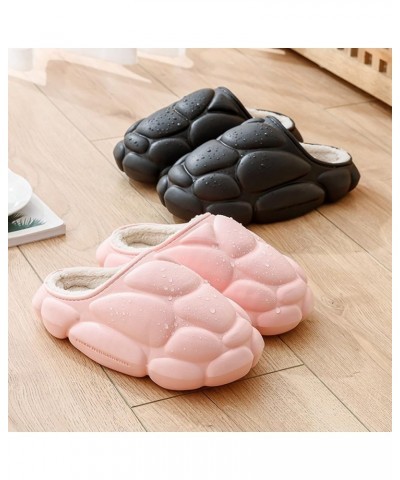 Winter Couple Women's Waterproof Baotou Warm Home Plush Soft Bottom Comfortable Flat Womens Loafer Slippers Size Black $14.57...