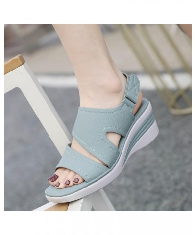 Womens Sandals Lightweight Braided Strappy Women's Platform Wedge Sandals Fashion Footbed Green $13.59 Sandals