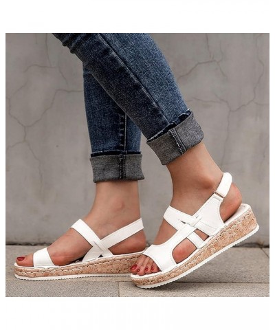 Women's Wedges Sandals Casual Platform Open Toe Hook Loop Strap Summer Shoes Fashion Ankle Strappy Thick Sole Low Heels Sanda...