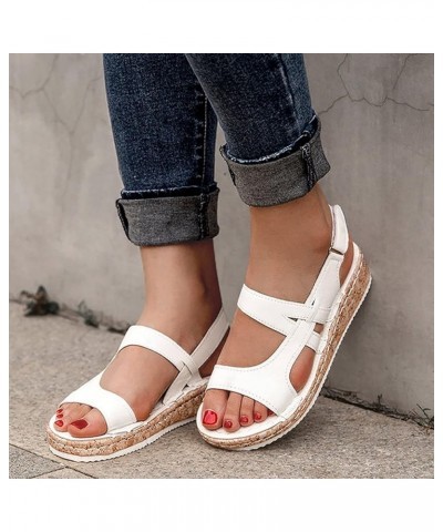 Women's Wedges Sandals Casual Platform Open Toe Hook Loop Strap Summer Shoes Fashion Ankle Strappy Thick Sole Low Heels Sanda...