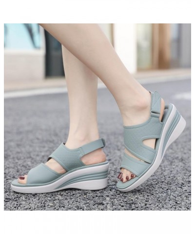 Womens Sandals Lightweight Braided Strappy Women's Platform Wedge Sandals Fashion Footbed Green $13.59 Sandals