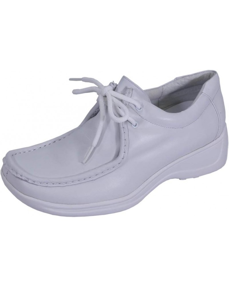 Kris Women's Wide Width Classic Cushioned Leather Lace Up Shoes White $22.18 Loafers & Slip-Ons