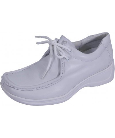 Kris Women's Wide Width Classic Cushioned Leather Lace Up Shoes White $22.18 Loafers & Slip-Ons