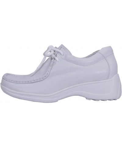 Kris Women's Wide Width Classic Cushioned Leather Lace Up Shoes White $22.18 Loafers & Slip-Ons