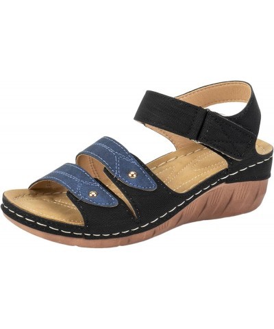 Women's Athletic Outdoor Sandals Classic Wedding Dress Women's Athletic Outdoor Sandals Wide Chunky Block Heels Blue $12.71 O...