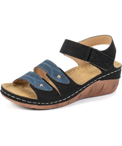 Women's Athletic Outdoor Sandals Classic Wedding Dress Women's Athletic Outdoor Sandals Wide Chunky Block Heels Blue $12.71 O...