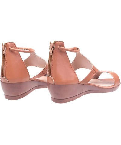 Women Platform Wedges Sandals Open Toe Slip on Zipper Sandals Women's Anti Slip Shoes Outdoor Stylish Platform Sandals Brown ...