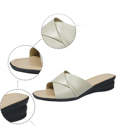 Womens Orthopedic Slippers Arch Support Leather Wedge Non Slip Sandals Ladies Summer Casual Indoor Outdoor Beach Slides Black...