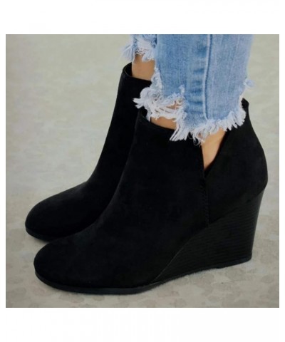 Women's Flat Ankle Boots Ankle Booties for Women Low Heel Dressy Ankle Booties Short Winter Boots Womens Ankle Boots Zb2-blac...