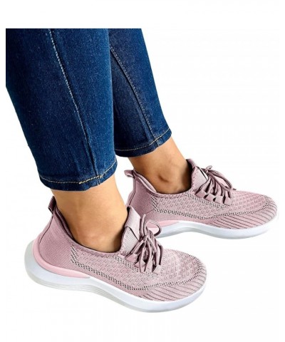 Breathable Running Shoes Breathable Mesh Sneaker Women Running Shoe Running Sneakers for Women E-purple $16.11 Athletic Shoes