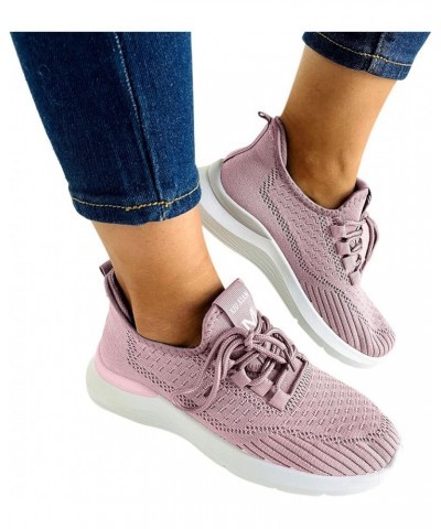 Breathable Running Shoes Breathable Mesh Sneaker Women Running Shoe Running Sneakers for Women E-purple $16.11 Athletic Shoes