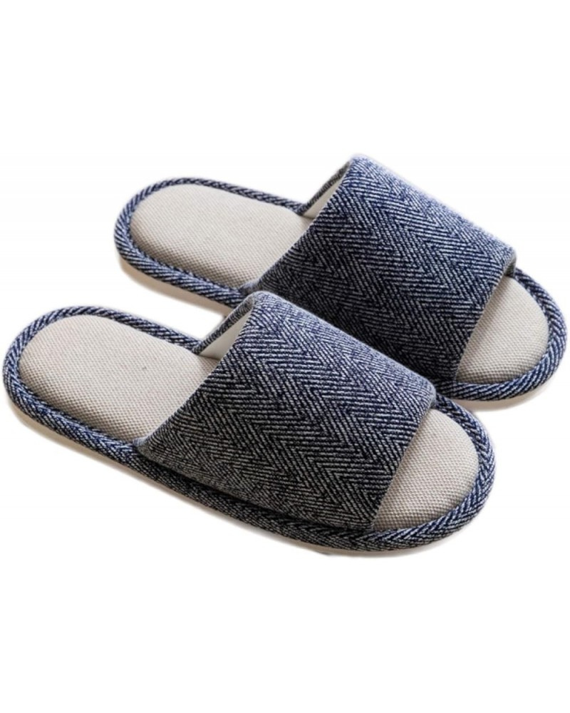 Women's Indoor Slippers Soft Breathable Cotton Slip On Home Shoes Men Open Toe Non-Slip House Couple Slippers Grey $10.40 Sli...