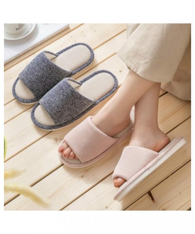 Women's Indoor Slippers Soft Breathable Cotton Slip On Home Shoes Men Open Toe Non-Slip House Couple Slippers Grey $10.40 Sli...