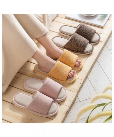 Women's Indoor Slippers Soft Breathable Cotton Slip On Home Shoes Men Open Toe Non-Slip House Couple Slippers Grey $10.40 Sli...