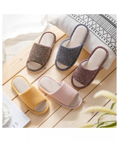 Women's Indoor Slippers Soft Breathable Cotton Slip On Home Shoes Men Open Toe Non-Slip House Couple Slippers Grey $10.40 Sli...