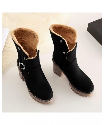 Women's Faux Fur Lined Winter Snow Boots 46 Black $24.83 Outdoor Shoes