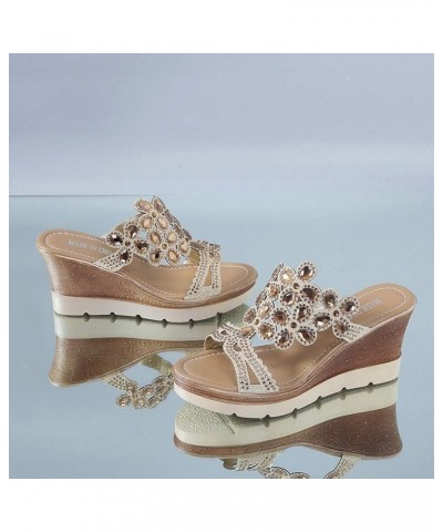 Platform Flip Flops Shoes For Women Wedges Heels Platform Women Sneakers Sandals Women Heeled Sandals For Women Dressy Beige-...