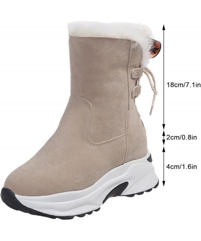 Wedge Snow Boots for Women, Women's Breathable Slip-on Wedges Thermal Boots Z 04-beige $21.24 Outdoor Shoes