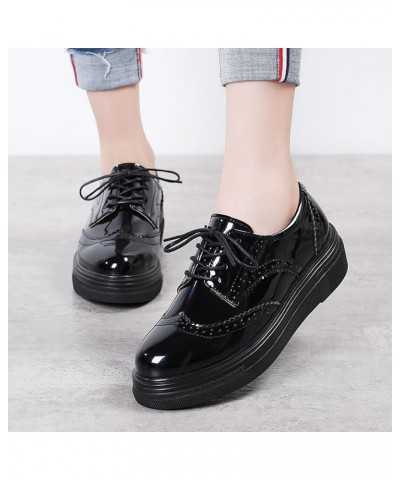 Women's Comfort Platform Shoes Round Toe Brogue Oxfords Soft Faux Leather Uniform Shoes Ladies Office Dress Pumps 5 $11.06 Ox...