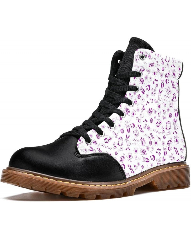 Girl Ankle Boots High Top Lace Up Women's Leather Boots Classic Winter Shoes Cute Animals 6.5 Print $33.54 Boots