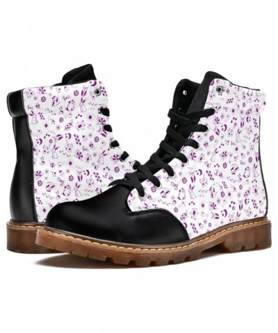 Girl Ankle Boots High Top Lace Up Women's Leather Boots Classic Winter Shoes Cute Animals 6.5 Print $33.54 Boots