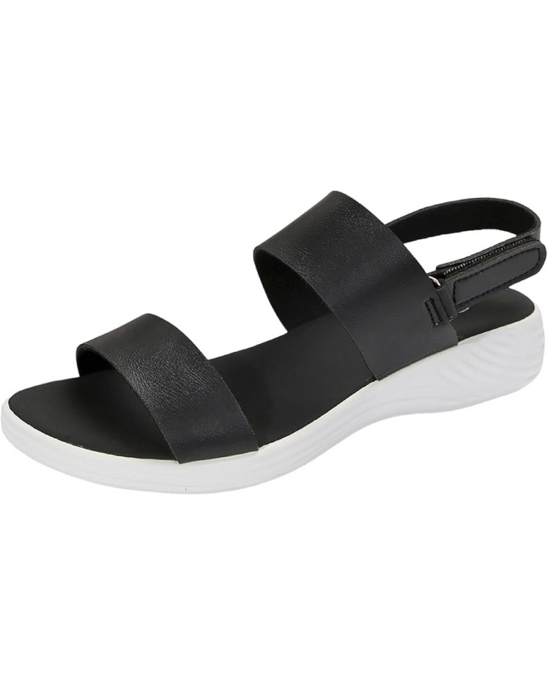 Womens Sandals Shoes Open Toe Buckle Ankle Strappy Slip on Sandals Lightweight Breathable Shoes 74-nrny-7-black $16.79 Sandals