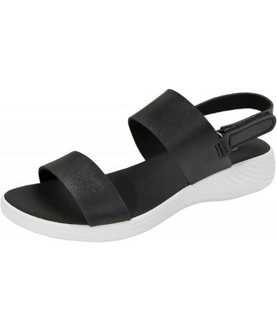 Womens Sandals Shoes Open Toe Buckle Ankle Strappy Slip on Sandals Lightweight Breathable Shoes 74-nrny-7-black $16.79 Sandals