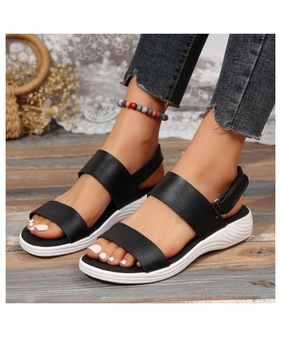 Womens Sandals Shoes Open Toe Buckle Ankle Strappy Slip on Sandals Lightweight Breathable Shoes 74-nrny-7-black $16.79 Sandals